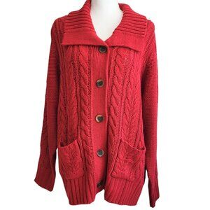ST JOHN'S BAY Rumba Red Button Down Sweater - New With Tags Women's Plus Size 1X